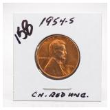 1954-S Lincoln Wheat Cent, CH. RED UNC.