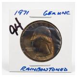 1971 Washington Quarter Gem UNC, Rainbow Toned