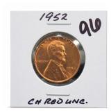 1952 Lincoln Wheat Cent, CH RED UNC.