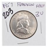 1957 Franklin Half Dollar, BU, Silver
