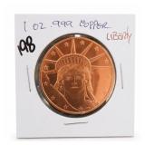 1 Oz .999 Copper Liberty Round