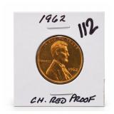 1962 Lincoln Memorial Cent, CH. Red Proof