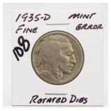 1935-D Buffalo Nickel, Fine, Rotated Dies