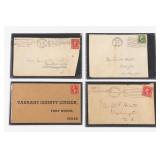 1908-1916 U.S. Postal Envelope Lot, 4 Envelopes