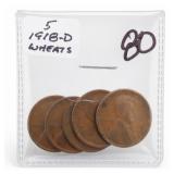 5 1918-D Wheat Cents