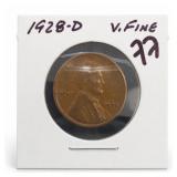 1928-D Lincoln Wheat Cent, V.FINE