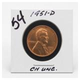 1951-D Lincoln Wheat Cent, Choice UNC