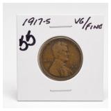 1917-S Lincoln Wheat Cent, VG/Fine