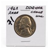1962 Jefferson Nickel, Choice UNC, DDR-002