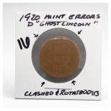 1920-D Lincoln Cent, Clashed & Rotated