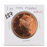 1 Oz .999 Copper Mercury Round