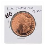 1 Oz .999 Copper Morgan-Style Round
