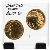 24k Gold-Plated Buffalo Nickels
