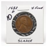 1932-D Lincoln Wheat Cent, V. Fine