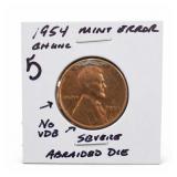 1954 Lincoln Cent, CH UNC, Mint Error