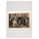 Victorian Parlor Scene Antique Engraving