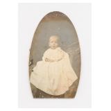 Antique Baby Portrait Photograph, Arched Mount