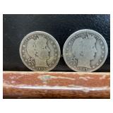 2 BARBER 1/4 DOLLARS 1907-O AND 1915