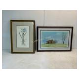 Framed Watercolor Prints: House & Floral Themes