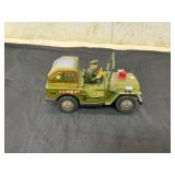 Vintage Tin Combat Jeep Toy with Driver