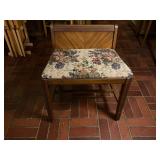 Wooden Bench with Floral Upholstered Seat