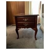 Mahogany Finish Two-Drawer Side Table