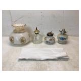 5 Glass and Porcelain Oil Lamps