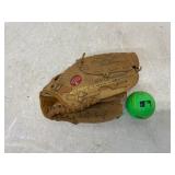 Rawlings Leather Baseball Glove and Green Ball
