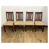 4 Wooden Dining Chairs with Upholstered Seats