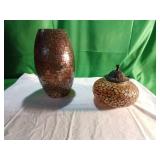 Two Mosaic Glass Decorative Vessels Two Mosaic Glass Decorative Vessels