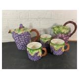 Ceramic Grape Motif Tea and Coffee Set Ceramic Grape Motif Tea and Coffee Set