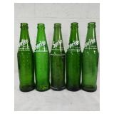 5 Green Glass Sprite Bottles 5 Green Glass Sprite Bottles