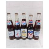 Five Pepsi Commemorative Glass Bottles Five Pepsi Commemorative Glass Bottles