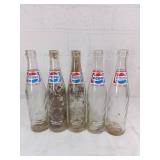 5 Pepsi Glass Bottles 5 Pepsi Glass Bottles