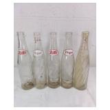 5 Vintage Pepsi Glass Bottles 5 Vintage Pepsi Glass Bottles
