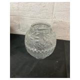 Clear Cut Glass Vase with Leaf Motif Clear Cut Glass Vase with Leaf Motif