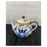 Hand-Painted Ceramic Teapot with Blue Floral Desig Hand-Painted Ceramic Teapot with Blue Floral Desig