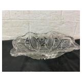 Pressed Glass Oval Bowl with Scalloped Edge Pressed Glass Oval Bowl with Scalloped Edge