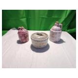 Stoneware Lot with Lidded Jar and Two Jugs Stoneware Lot with Lidded Jar and Two Jugs