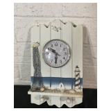 Nautical-Themed Wall Clock on Wooden Plaque Nautical-Themed Wall Clock on Wooden Plaque