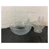 Cut Glass Bowl and Covered Candy Dish Cut Glass Bowl and Covered Candy Dish