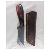 Damascus Steel Knife with Leather Sheath