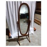 Oval Full-Length Mirror on Wooden Base