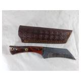 Damascus Steel Knife with Leather Sheath