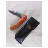 Damascus Folding Locking Blade Knife with Sheath