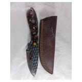 Damascus Fixed-Blade Knife with Sheath