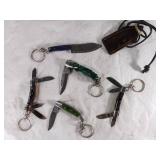 5 Damascus Key Chain Knives