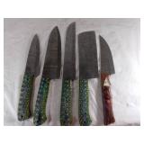 5-Piece Damascus Steel Butcher Knife Set