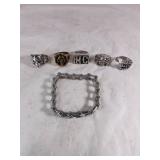 Menï¿½s Motorcycle Rings and Bracelet Set