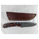 Damascus Steel Fixed Blade Knife with Sheath